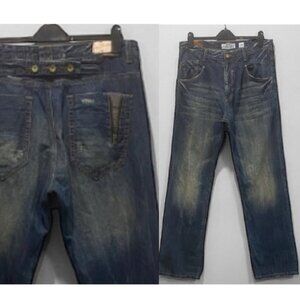 Akademiks Men's Jeans Distressed Medium Wash Size 36 with Zipper Pocket